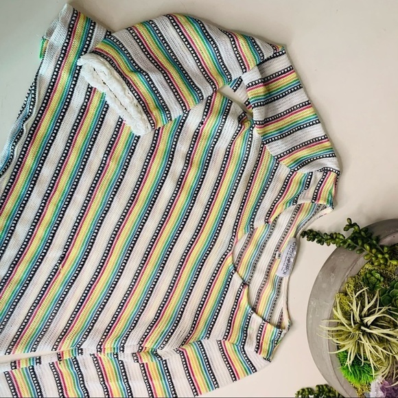 Gypsy Warrior rainbow stripe open weave pullover medium women’s top - Picture 5 of 5